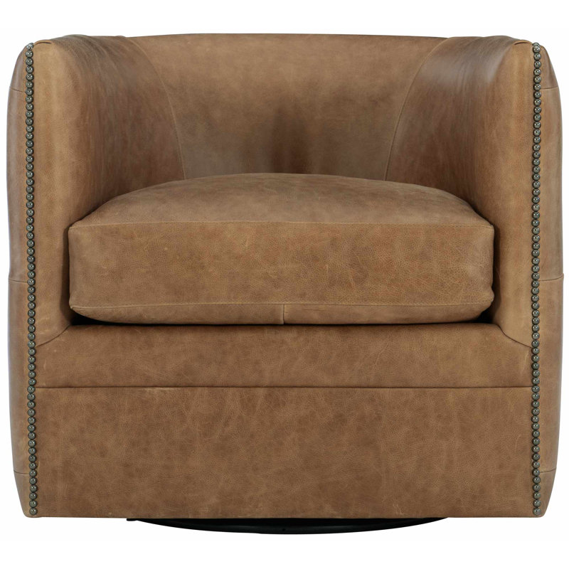 Bernhardt Palazzo Leather Swivel Barrel Chair Perigold